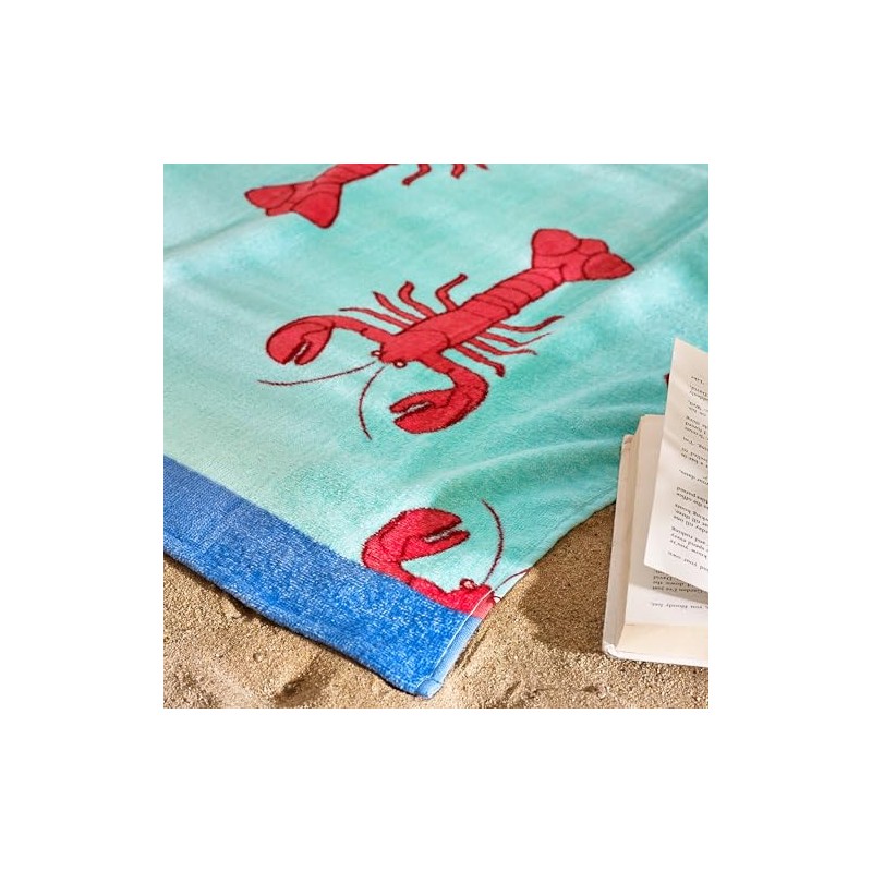 Catherine Lansfield Lobster 76x160cm Cotton Beach Towel Red