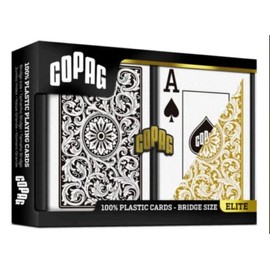 Copag 1546 100% Plastic Bridge Playing Cards, Jumbo Index Black & Gold Backs Twin Pack