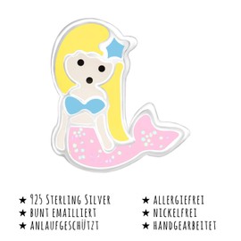 Monkimau Girls' Earrings Mermaid Stud Earrings Made of 925 Sterling Silver, Sterling Silver