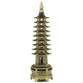 Nine-Tier Wenchang Pagoda Feng Shui Statue – Chinese Tower for Academic Success, Business Prosperity & Home Decor (Antique Bronze)