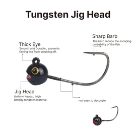 MUUNN 10Pcs Tungsten Jig Head Fishing Hooks， Weedless Round Jig Heads Saltwater (1.0 g Tungsten Jig Heads（10 Pcs）)