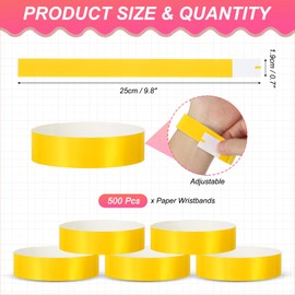 PATIKIL Paper Wristbands for Events, 500 Pack Neon Party Wrist Bands, Colored Waterproof Concert Identification Wristbands Hand Bands for Bar Entrance Admission Yellow