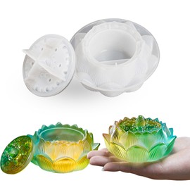 Voaesdk Storage Box Resin Molds, Lotus Jar Silicone Molds with Lid, Jar Epoxy Molds for DIY Trinket Box, Organizer Bottle, Candy Container, Flower Pots, Candle Holder, Home Decor Gifts