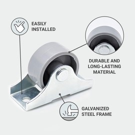 (Pack of 8) 25mm Small Plastic Wheels Fixed Disposable Castors with Mounting Plates Durable Non Swivel Furniture Wheels Screws Included (8)