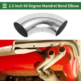 Motoforti 2.5" Inch OD 90 Degree Mandrel Bend Elbow Car Modified Exhaust Pipe Tubing 1.2mm/18GA Thickness 304 Stainless Steel Bend Tube Stair Handrail Piping 63x195x1.2mm