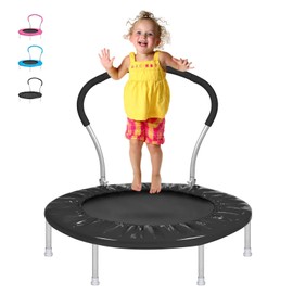 Lyromix 36Inch Kids Trampoline for Toddlers with Handle, Indoor Mini Trampoline for Kids, Small Rebounder Trampoline, Adult Fitness Trampoline for Indoor and Outdoor Use, Dark Black