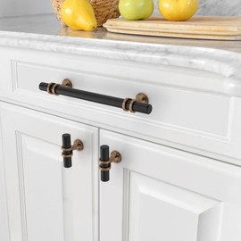 Asidrama 10 Pack 5 Inch(128mm) Champagne Bronze and Matte Black Kitchen Cabinet Handles, Cabinet Pulls Kitchen Cabinet Hardware Cupboard Handles Drawer Pulls