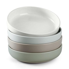 HaWare Pasta Bowls Set of 4, 33oz Large Salad Bowls for Home Kitchen, Ceramic Serving Plates for Soup, Cereal, Scratch-resistant Wide and Shallow Dinner Bowl, Microwave & Dishwasher Safe, Multicolor