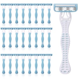 Leriton 24 Pcs Women Disposable Razors Bulk 5 Blade for Sensitive Skin Individually Packaged Shaving Razors for Hotel Spa Travel Daily