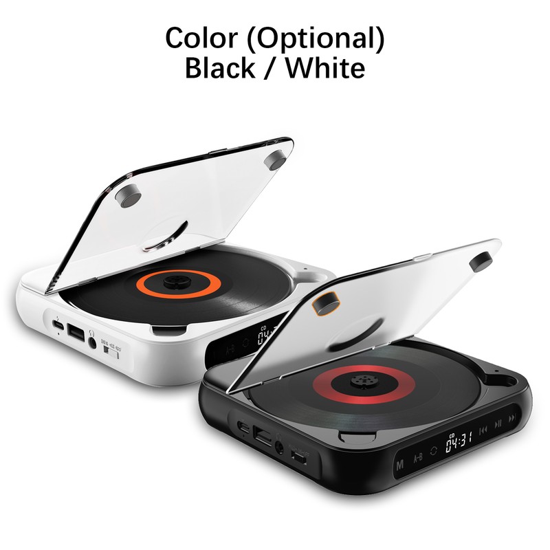 CD Player 3 Modes LED Display Touch Control Portable Retro