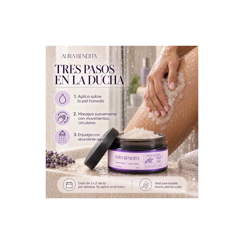 Exfoliante Corporal con Aceite Esencial de Lavanda Azúcar 250g Aura