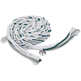 FREEBLOSS 75 Inch Wedding Lasso Rope in Soft Cotton Handfasting Cord for Wedding Traditional Cord Lasso Rope with Pendants Hand Tieing for Ceremony Unity Rituals Green and White