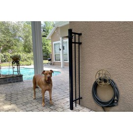 Bronze Finish Cast Iron MCM Stars Wall Mounted Hose Holder - Stylish Mid-Century Modern Garden Decor Solution - 11.5 Inches in Diameter, Weather-Resistant