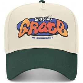 God's Got Grace in Abundance Vintage Trucker Hat | Jesus | Premium Snapback Baseball Hat for Men & Women (US, Alpha, One Size, Green/Natural)