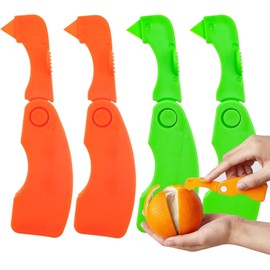 Generic 4 Pack Orange Peeler, Easy Open Citrus Fruit Peeler Tool, Plastic Blade & Handle, Orange Color, Modern Style, 4 Blades, Citrus Fruit Peeler