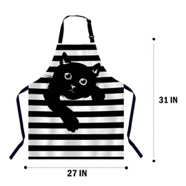 Xuwenz Funny Cat Kitchen Apron for Women Men, Unisex Adjustable Cooking Apron, Waterproof Apron for Home Kitchen, Restaurant, Coffee House