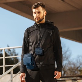 VULKIT Men Small Crossbody Bag Casual Shoulder Waist Sling Bag RFID Blocking Side Phone Bag Messenger Bag with Extra Coin Pouch Working Travel Daily