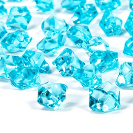 FLJHAYDMJ 820 PCS Blue Fake Ice,0.43x0.55 Inch,1.1 lbs Acrylic Crystal Gemstones for Decoration, Photography, Vase Filling, and Parties,Non-Toxic and Reusable