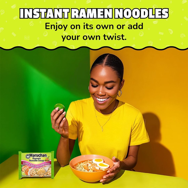 Maruchan Ramen Lime Chili Shrimp Flavor, 3.0 Oz, Pack of