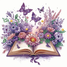 Acudotr Diamond Painting Kits for Adults Book, 5D Special Shape Diamond Art Kits for Beginners, Crystal Rhinestones Diamond Painting for Home Wall Decoration, Flower, 12×12 Inch