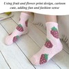 5 Pieces Of Fruit Print Socks, Coral Fleece Socks, Warm