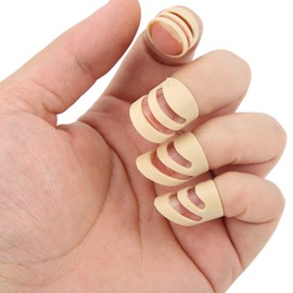Guitar Picks, 4Pcs Thumb Picks Finger Pick Pack Guitar Finger Fingertip Protector Fingertip Pick Guitar Finger Pick Set(BEIGE)