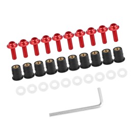 A ABSOPRO 10pcs M5 Motorcycle Windscreen Screw Fairing Windscreen Bolt Red Item Replacement