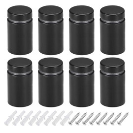 TA-VIGOR 8 Pack 3/4 Dia x 1-1/4"(19x30mm) Black Stainless Steel Sign Standoff Screws, Wall Mounted Fixings for Acrylic, Glass or Wooden Panels, Sign Holders with Screws and Rubber Spacers