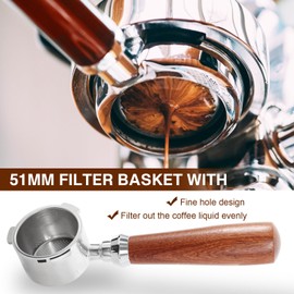 51 mm Bottomless Portafilter Compatible with Delonghi La Specialista EC9335M EC9155M EC9355M EC9665M, Stainless Steel Filter Holder Including Strainer, Puck Screen