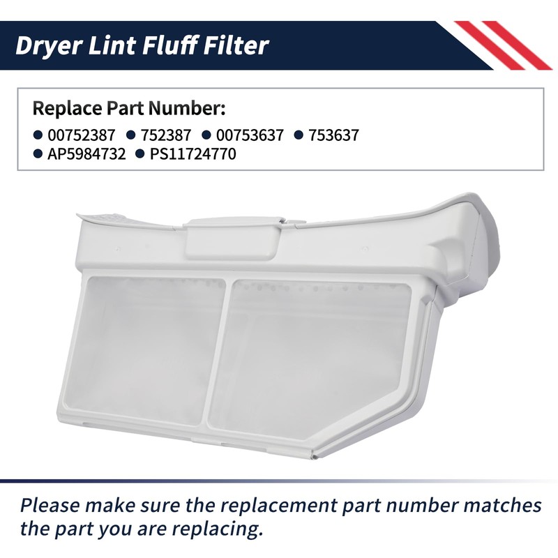 Promrmr 00752387 Dryer Lint Screen Filter Assembly Compatible with Bosch