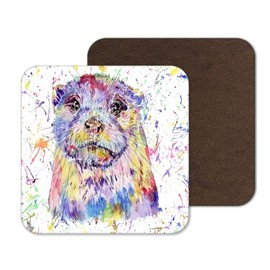 Coaster Otter British Wildlife Animals Coasters Watercolour Art Gift Work Office Dining Tea coffee (4)