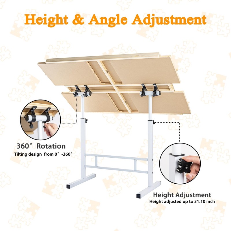 1500 Piece Jigsaw Puzzle Table with Legs, 26"x35" Adjustable Puzzle