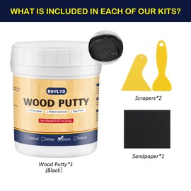 Wood Filler & Wood Putty Kit, 9.87oz(280g) Black - Quick & Easy Furniture Repair for Cracks, Holes & Imperfections - Durable, Smooth, and Stainable