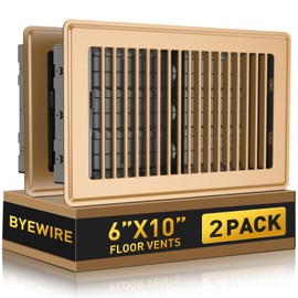 6x10 Floor Register, Heavy Duty Steel Walkable Floor Vents Covers, Adjustable Air Supply Lever Register Vent Cover for Home Floor and Wall, Fits 10x6 and 6x10 Duct Opening, 2 Pack, Brown