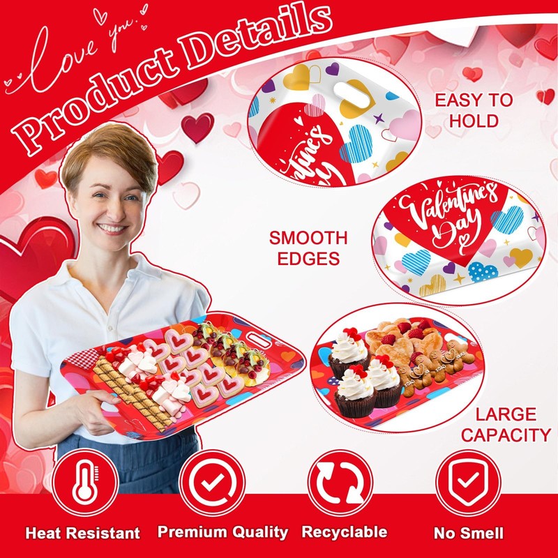 gisgfim 2Pcs Valentine's Day Serving Trays 16.1 X 11.1 Inch