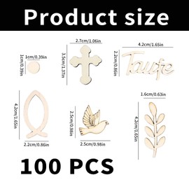 Pack of 100 Christening Decoration, Wooden Table Decoration, Christening Decoration, Girls, Wooden Fish Decoration, Confirmation, Napkins Confirmation, Very Decorative Christening for Girls, Boys and