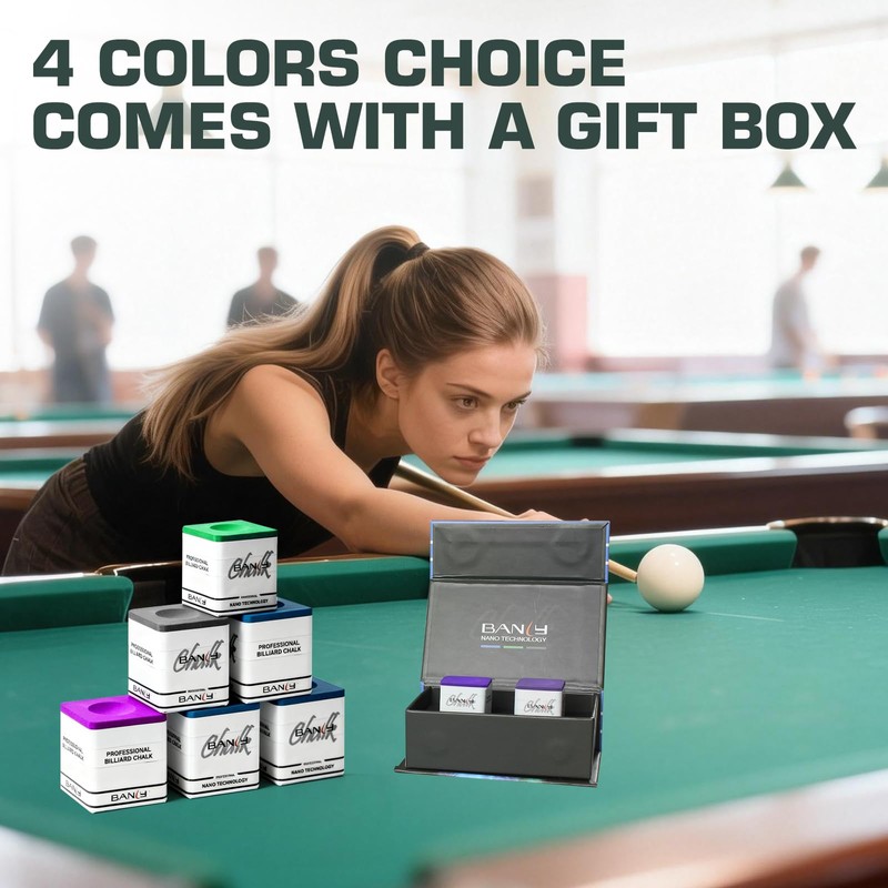 Banly Pool Cue Chalk, Nano Technology Billiard Chalk for Professional