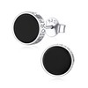 ChicSilver Mens Black Stud Earrings 925 Sterling Silver Round Black
