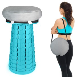 Deer's Life Portable Collapsible Stool with Cushion Pad, Retractable Folding Telescopic Camping Seat for Adults, Small Lightweight Sturdy Adjustable Stools for Travel,Kitchen,Garden,Fishing