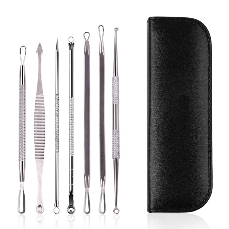 LUPO Comedones/Blackhead Remover Set – Stainless Steel Double Tool Kit – (Pack of 7)