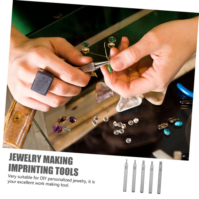 Tofficu 5pcs Jewelry Punch Stamp Tools for Crafting and Wear-Resistant