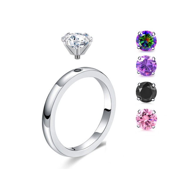 B-JWYFY 18K White Gold Plated Rings for Women Birthstone Ring