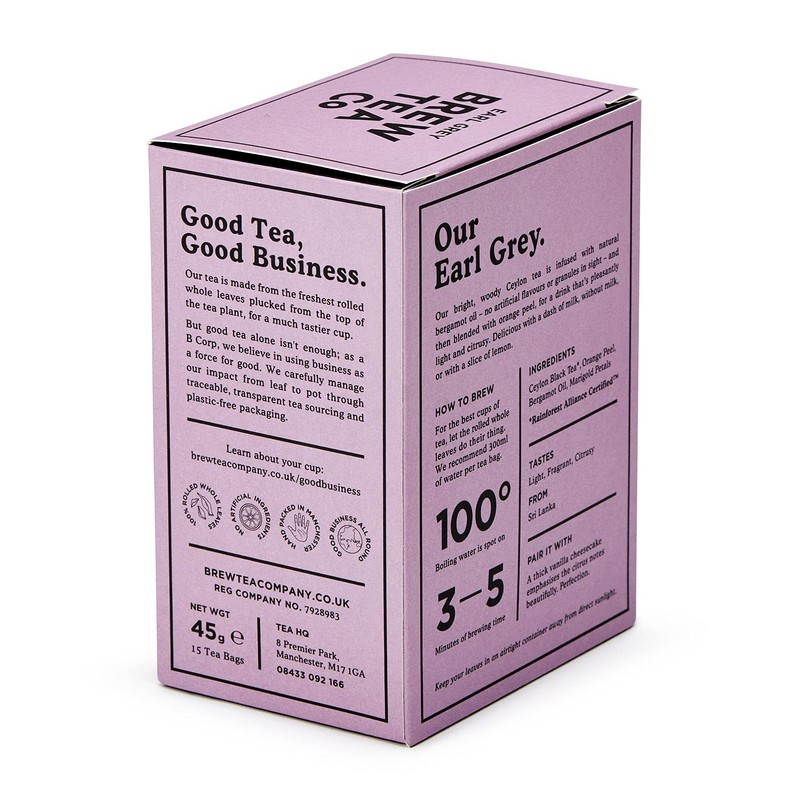 Brew Tea Co Earl Grey Whole Leaf Tea Bags, Pack