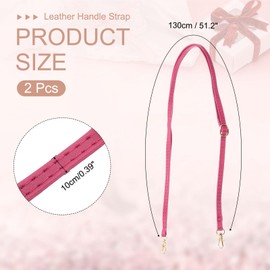 PATIKIL Leather Purse Handle Strap, 2 Pcs 51 Inch Adjustable Length Handbag Strap Replacement DIY Clutch Bag Handle Strap Repair Accessories, Rose Red