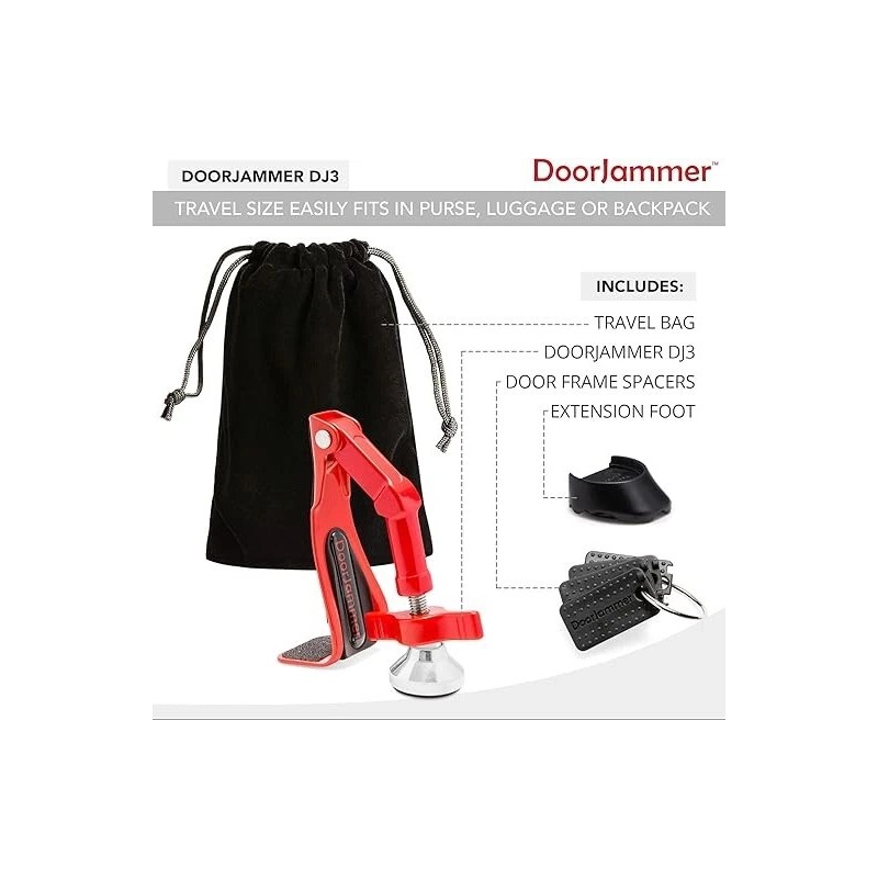 DoorJammer Portable Door Lock Brace for Home Security and Protection