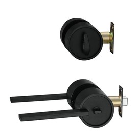 Berlin Modisch Zero Gravity Urban Series Entry Lever Door Handle Set and Single Cylinder Deadbolt Locking Lever HandleSet [Front Door or Office] Reversible Heavy Duty – Iron Black Finish