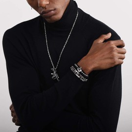 ChainsHouse men’s stainless steel curb bracelet, widths: 6, 8, 10, 13, 14 mm, lengths: 19 cm, 21 cm, with gift box, for couples., Stainless Steel