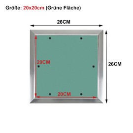 TEOV Inspection Door 200 x 200 mm Aluminium Frame Concealed Inspection Flap 10 mm Insert Impregnated Plasterboard Concealed Plasterboard (20 x 20 cm)
