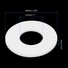 PATIKIL Flat Washers, 10 Pcs 58mm OD 25mm ID 3mm Thickness DN20 PTFE Seal Washers Flange Gasket Sealing Gasket for Faucet Pipe Water Hose