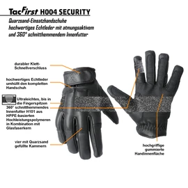 TacFirst insert gloves, security gloves, Unisex, Einsatzhandschuh SECURITY, black, X-Large